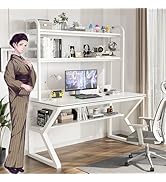 デスク パソコンデスク 机 オフィスデスク 木製 ゲーミングデスク ホワイト 机 ゲーミングデスク パソコンデスク 頑丈 テーブル 木の色/ホワイト